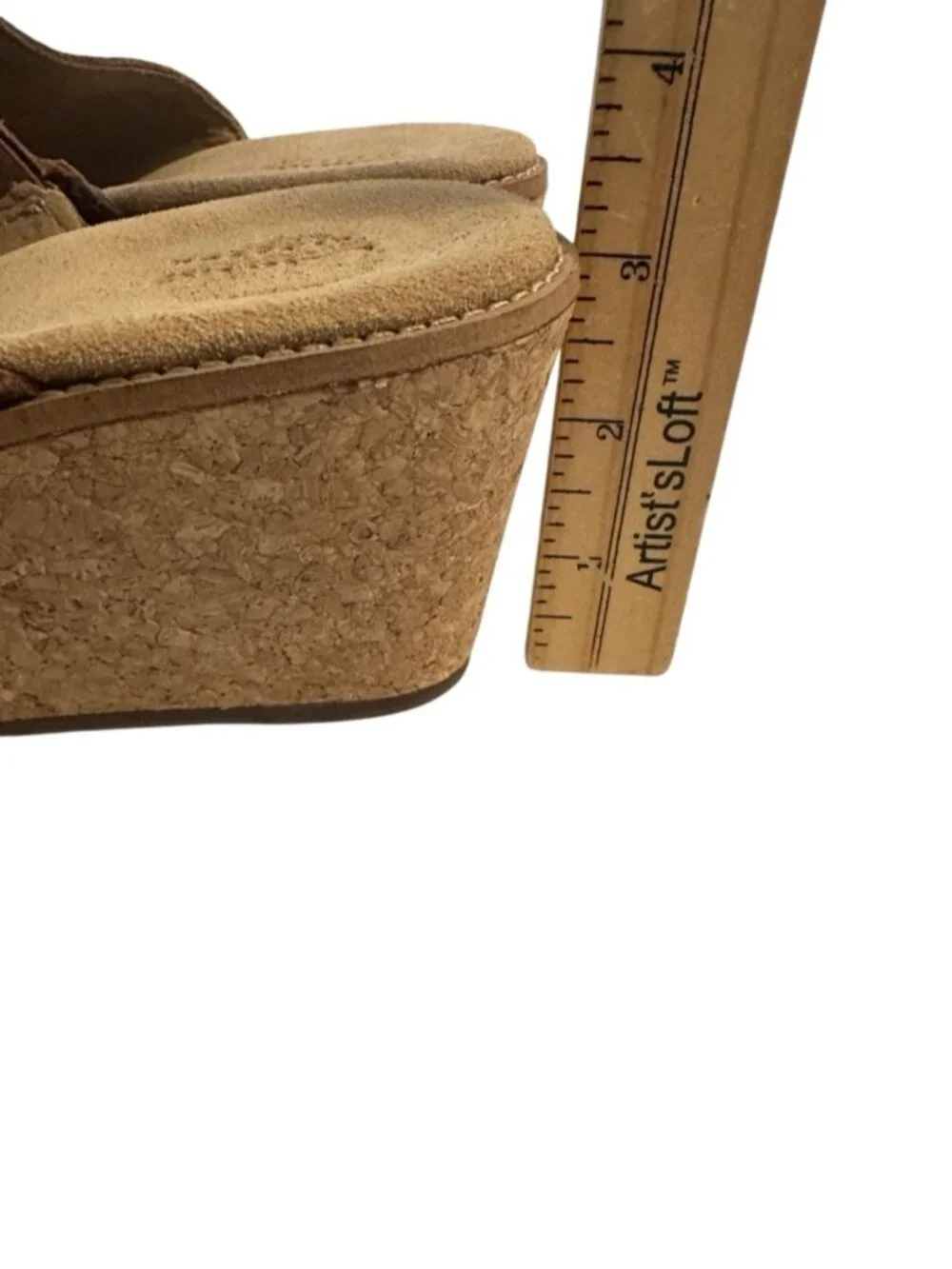 Clarks Aisley Lily Colorblock Suede Cork Wedge Slide Sandals Size 8